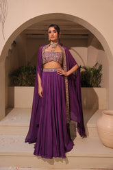 DHWANI – Deep Purple Lehenga with Cape